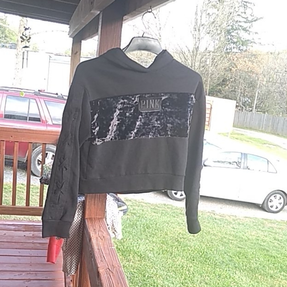 Xs pink Victoria secret crop hoodie